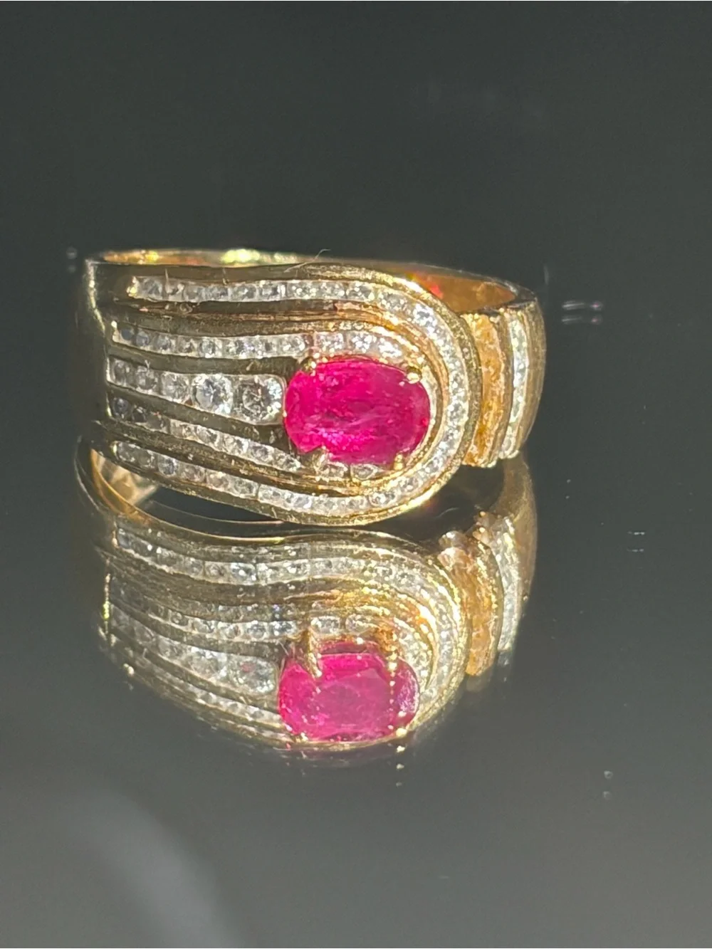Vintage 18K Gold Ruby Diamond Ring | 8.26  Grams | Estate Jewelry  7
